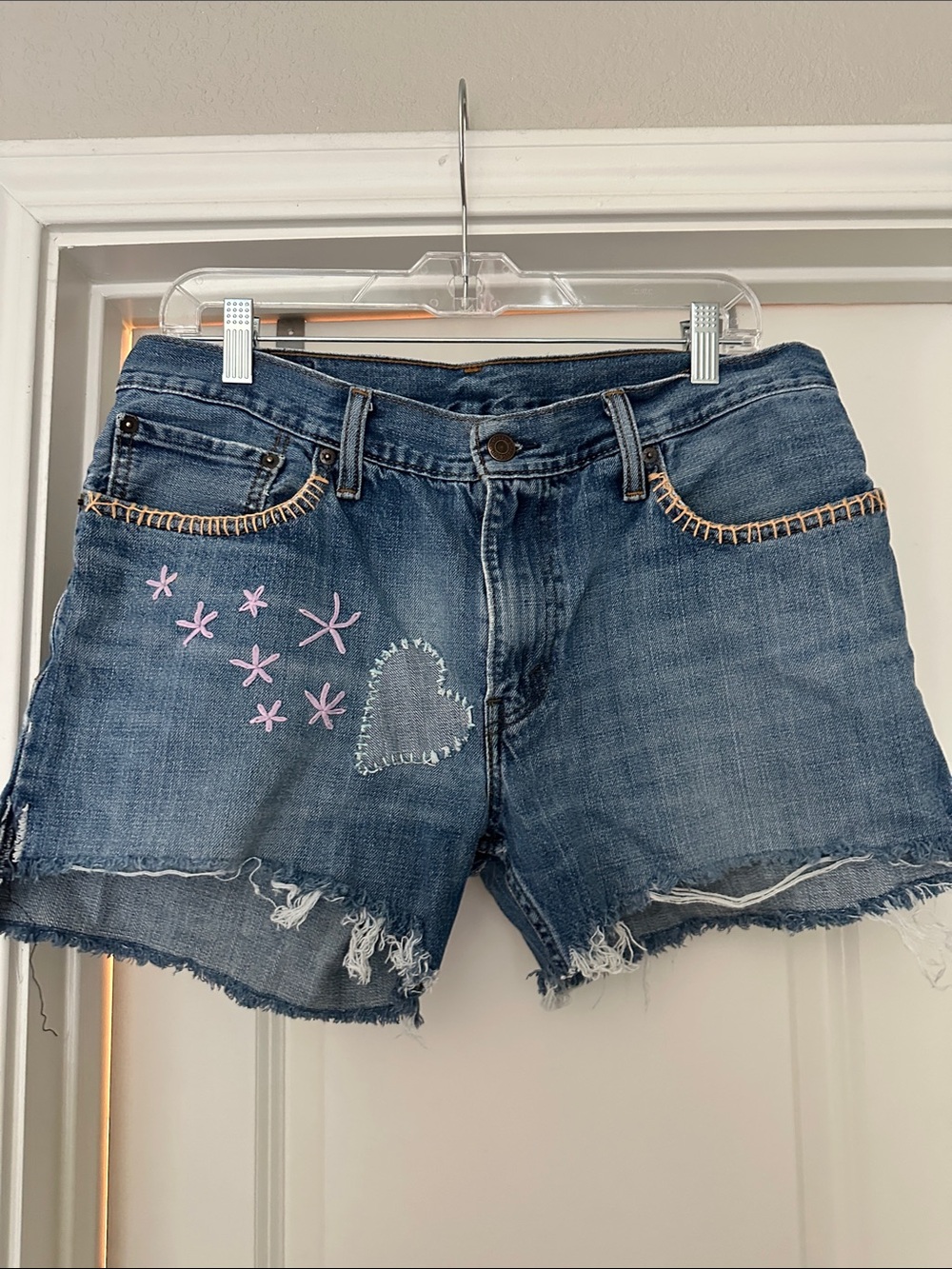 Levi's Cut-Off Shorts with Hand Embroidery